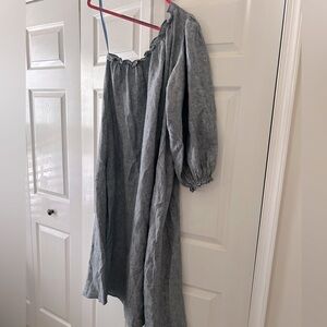 Linen, one shoulder dress